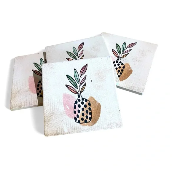 Artistic Plant Coasters Set - Picture 1 of 2